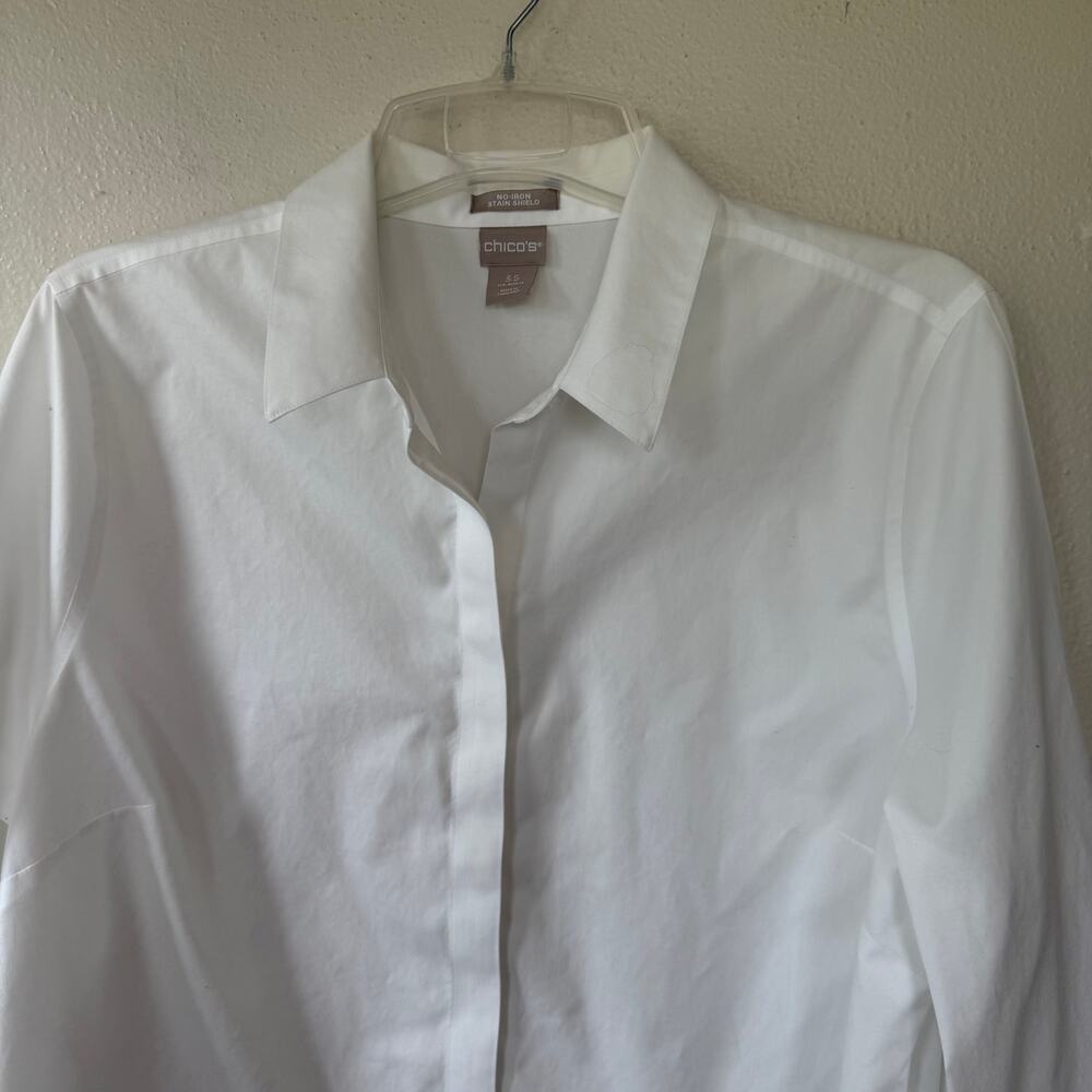 Chico’s No-Iron Stain Shield White Button Front Shirt Size 3.5 (US - Picture 4 of 9